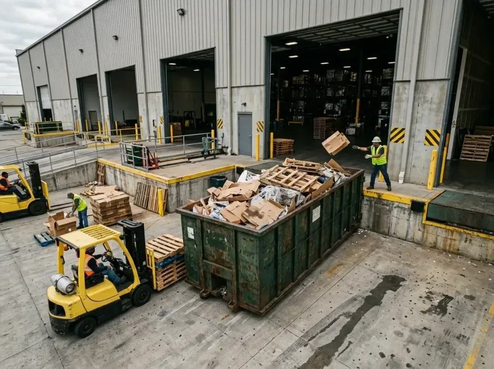 warehouse-loading-dock-waste-d-006 — before and after result, Roll-Off Dumpster Rental Services in United States